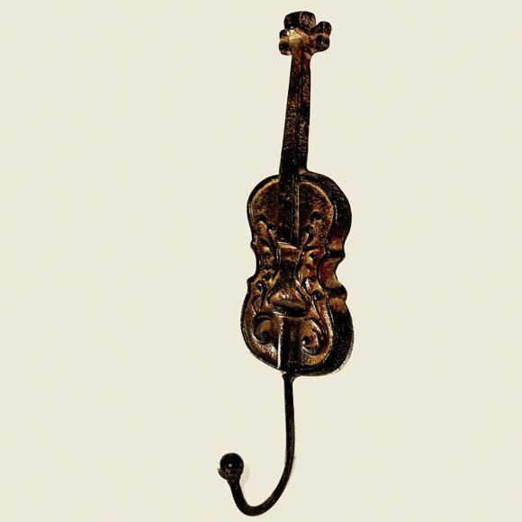 Vintage Cast Iron Violin Wall Hook – Rustic Bronze Patina – Music Room Decor - Picture 6 of 9